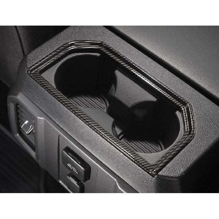 Rear Seat Armrest Water Cup Panel For Ford F150 F-150 2015- ABS Carbon Fiber