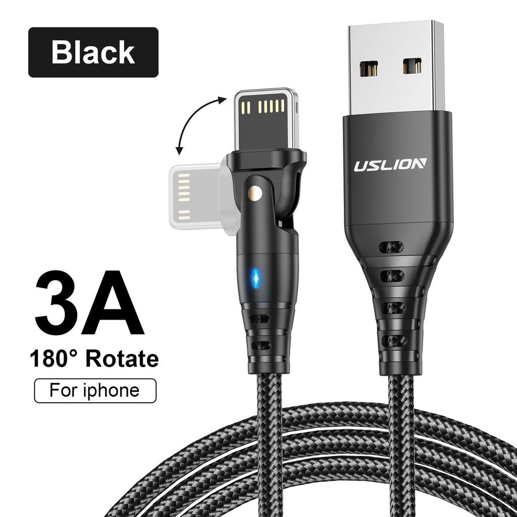 180° Schnelllade-USB-C-Winkelkabel, 3A, 2M - Universelles Flash-Laden für Android