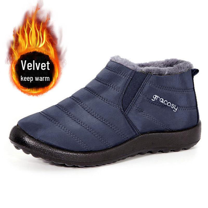 Cizme de zăpadă de iarnă impermeabile, de mărime mare, căptușite cu catifea, din bumbac