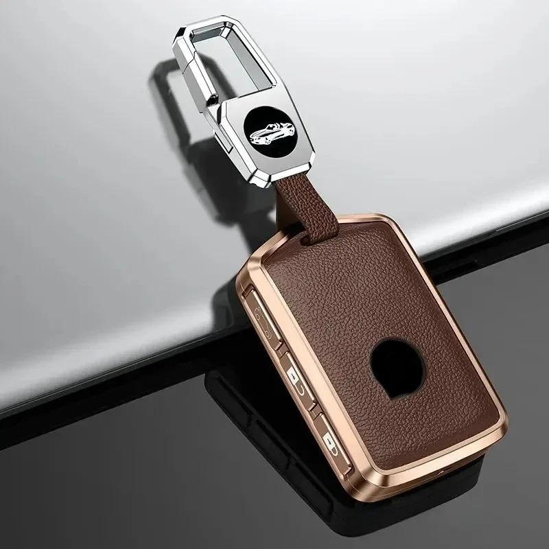 Zinc Alloy Leather Car Key Case Cover Shell Holder Protector For Volvo Xc40 Xc60 S90 Xc90 V90 T5 T6 T8 Keychain Auto Accessories