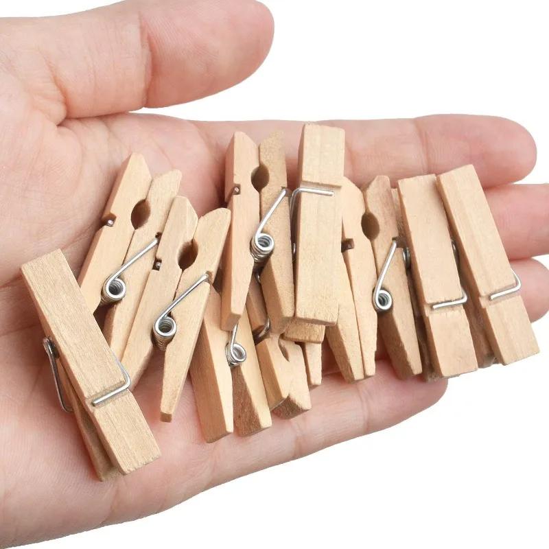 Natural Wooden Clothes Pegs Mini Photo Clips Clothespin Clip Memo Paper Peg for Wedding Party DIY Handmade Craft Decor Supplies