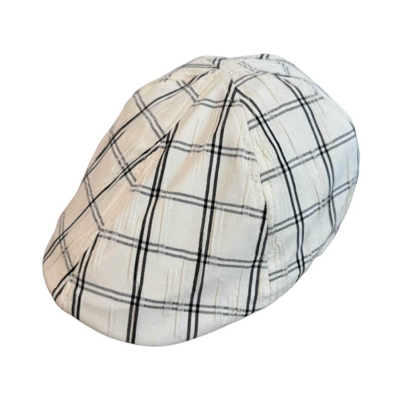 2026 New Literary Retro Plaid Forward Hat Men's and Women's Spring and Summer British Fashion Casual Short Brim Newsboy Caps