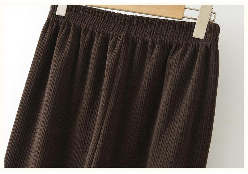 Mom's High-Waisted Striped Corduroy Pants - Spring & Autumn Casual for Middle-aged & Elderly