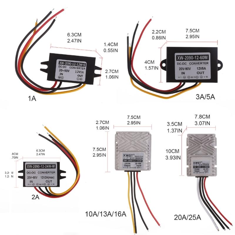 Heavy Duty 24V/36V/48V to 12V Converter Voltage Converter Step Down Regulator Transform Stable Current Output