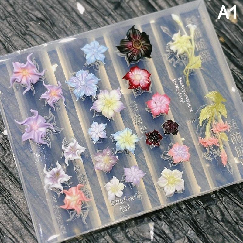 Flexible Silicone Nail Art Mold Lily Flower 3D  Template Reusable DIY Manicure Decoration for Nail Salon Use