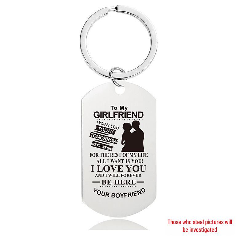 Breloc Militar Gravat din Oțel Inoxidabil - Cadou de Ziua Îndrăgostiților pentru Cupluri