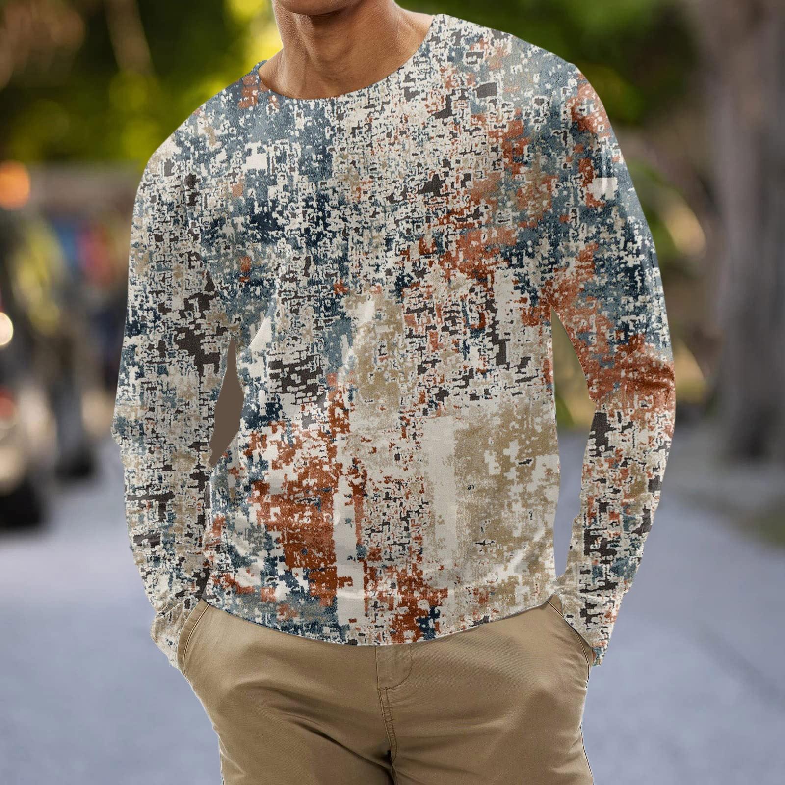 

Муж. Футболка Графика Абстракция Шея Одежда Одежда На открытом воздухе Длинный рукав С принтом Модельер Винтаж L