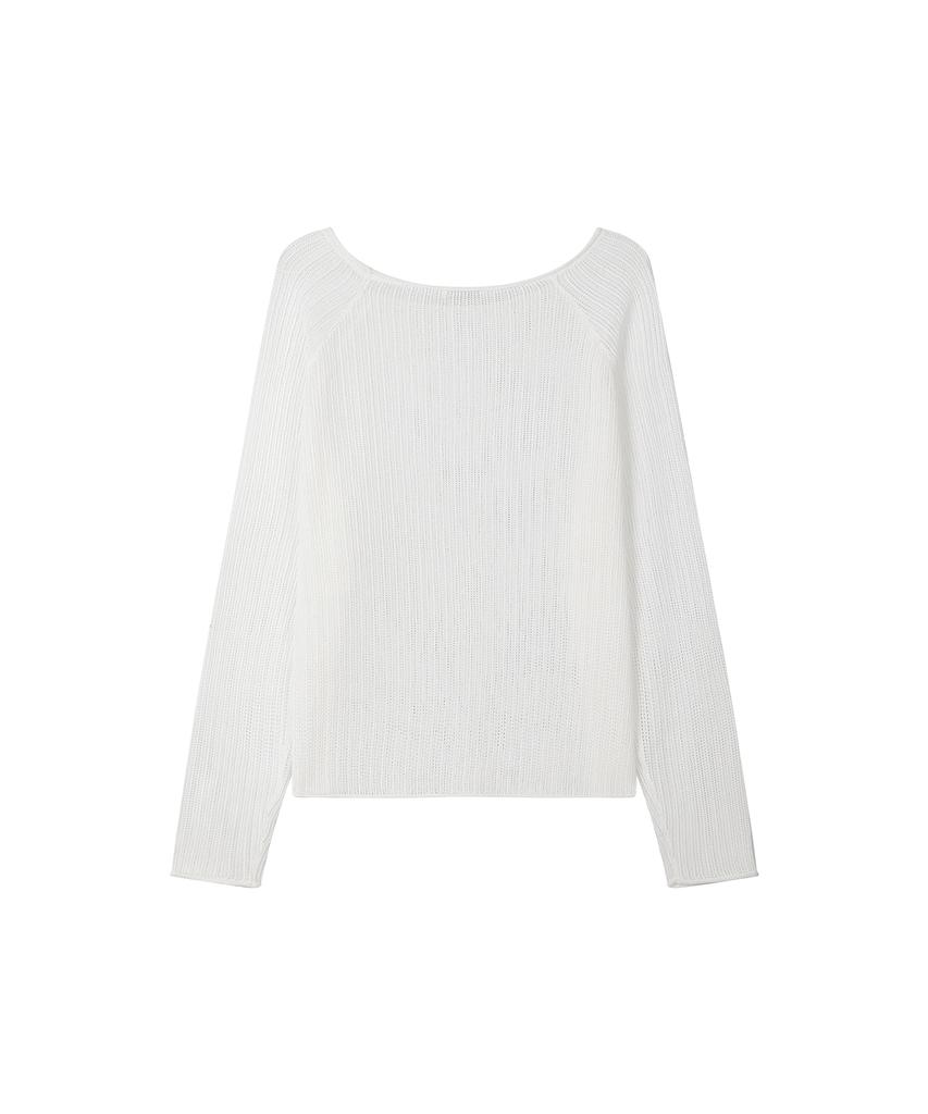 Sekeonmonollogeu Openwork Boat Neck Knit [Ivory]_Sewkt010Ivory