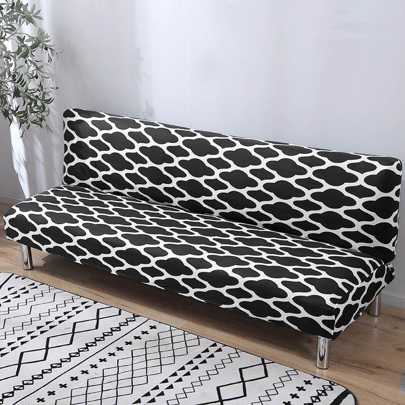 Premium Stretch Geometry Sofa Bed Cover Designed For Full Folding Armless Couches