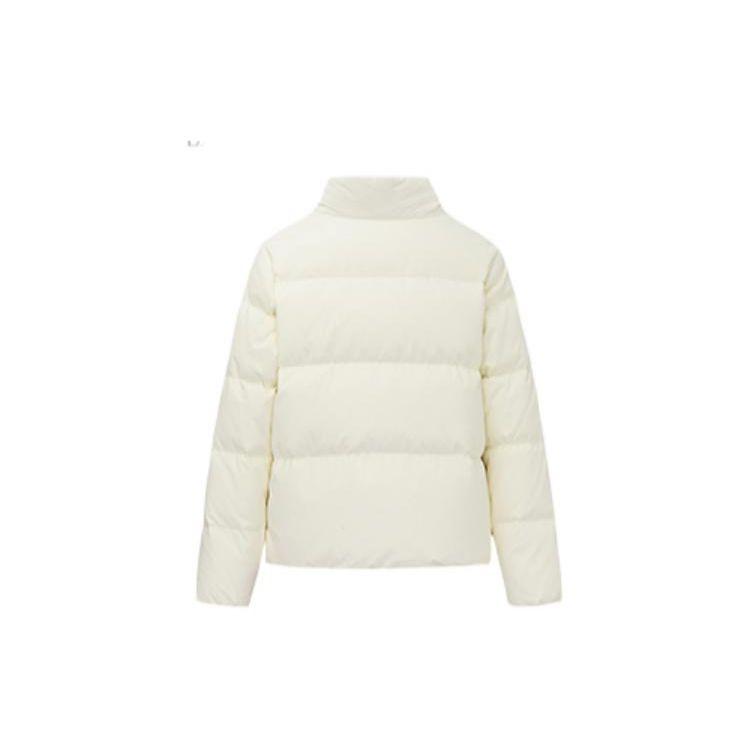 Anta Lifestyle Series Logo Print Zipper Stand Collar Down Jacket Women Outerwear White 162248907-4