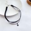 Simple Personalized Black Velvet Strap Choker Neck Strap Double Pentagram Pendant Choker Necklace Women's Accessories Ornaments