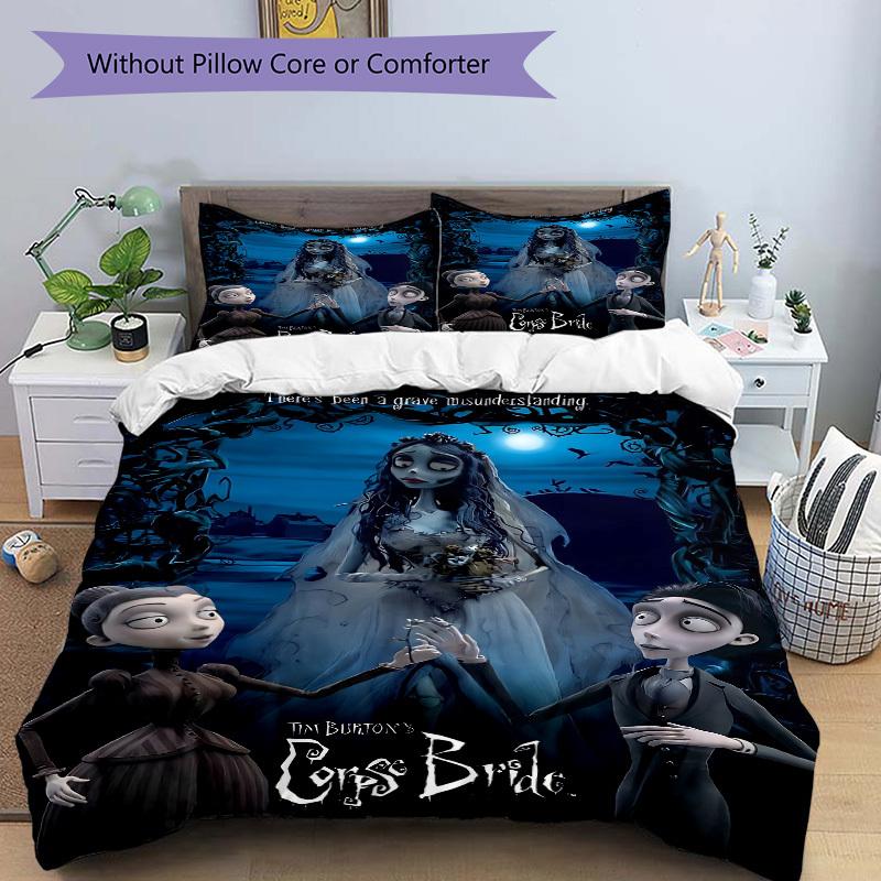 3pcs Corpse Bride Duvet Cover Set, 1 Duvet Cover + 2 Pillowcases (No Insert), High-Definition Print, Home & Dorm Set Yy251208053