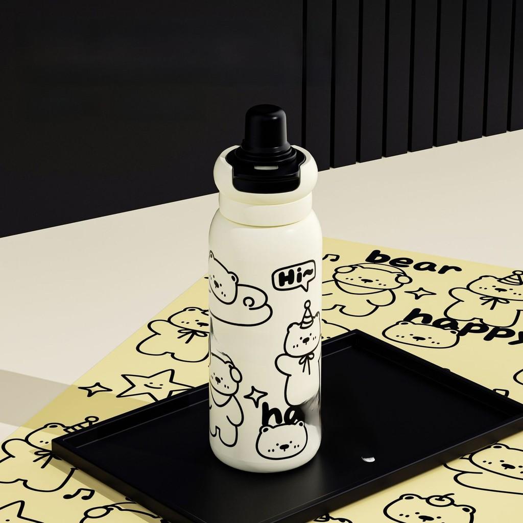 Cute Pink Bunny Ceramic Travel Mug With 316 Stainless Steel Inner For Office And Outdoor Use