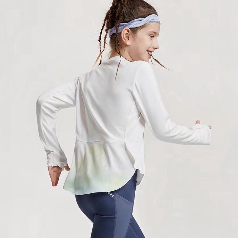 

2025 Spring/Summer Girls Quick-Dry Yoga T-Shirt - Long Sleeve, Soft, High Elastic, Sporty 130 cm