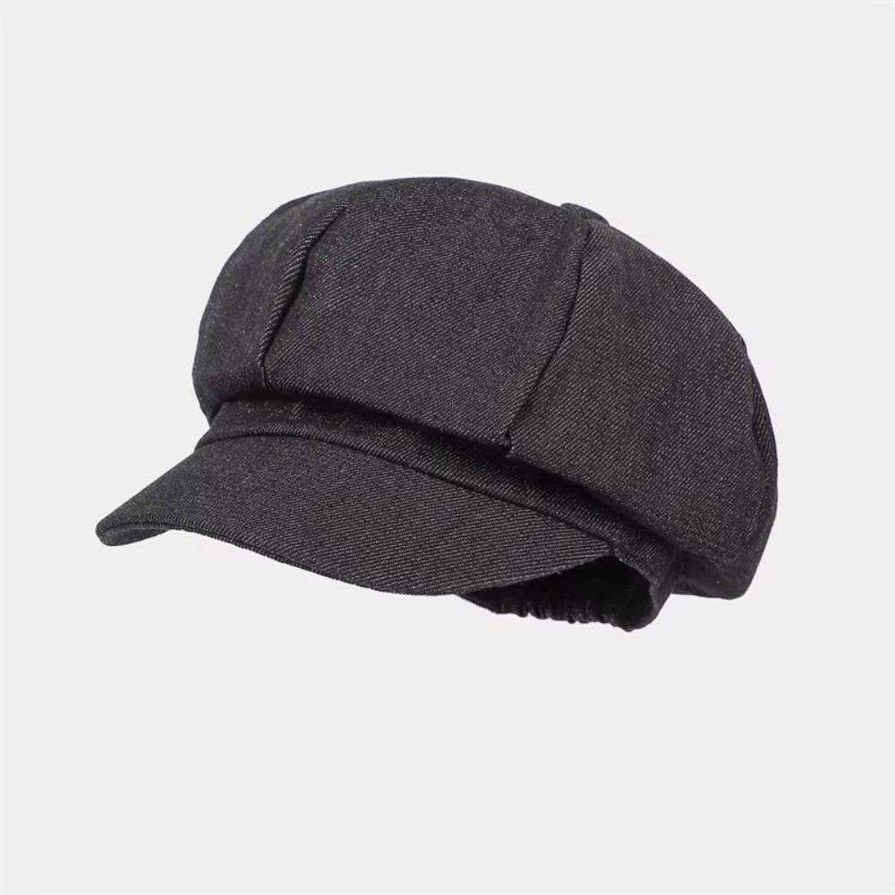 Denim Cloth Women Beret Hats Solid Color Artist Hat Casual Octagonal Caps Female Newsboy Cap