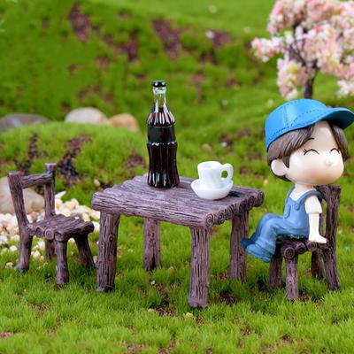 3 Pcs Miniature Furniture Multi-use Handmade Resin Plant Furniture Display for Garden