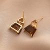 Trendy Cubic Zirconia Copper Drop Earrings For Women Girls Brown Crystal Pendant Earring Party Birthday Daily Jewelry
