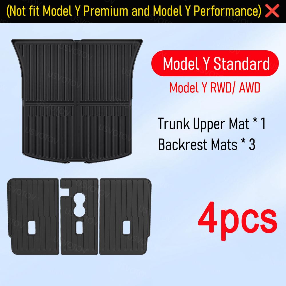 Floor Mats for Tesla Model Y Standard RWD AWD 2026 All Weather Floor Mat Cargo Liner Trunk Mat Frunk Backrest Mats Accessories