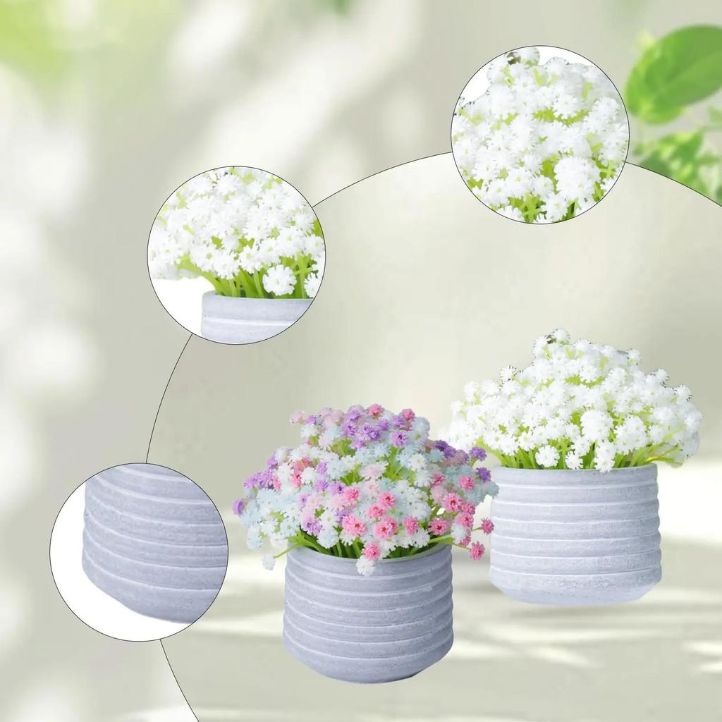 For Small Fake Plant Decorative Modern Table Centerpiece Gypsophila Artificial Flowers For Indoor Home Office Farmhouse Bathroom