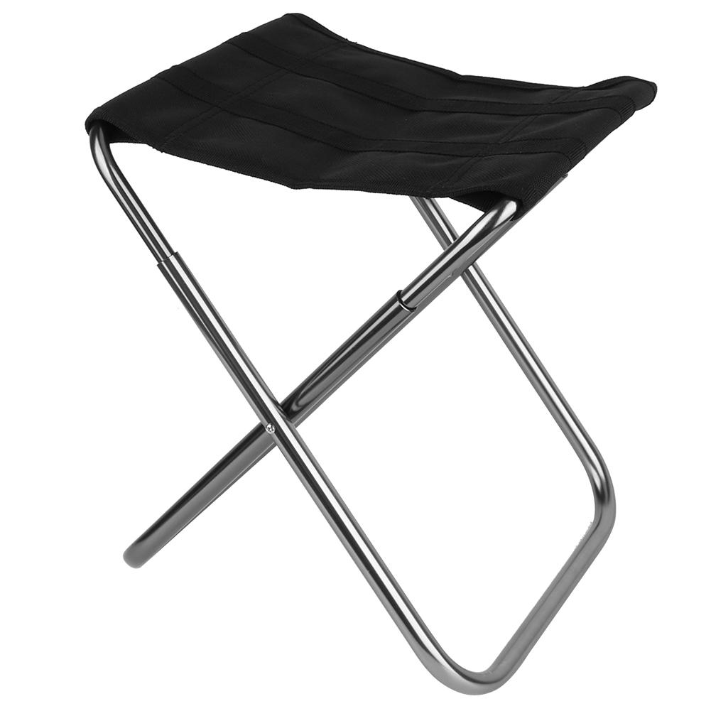 Mini Portable Folding Stool Aluminum Alloy Outdoor Chair for Fishing Camping Picnic (Silver, M)