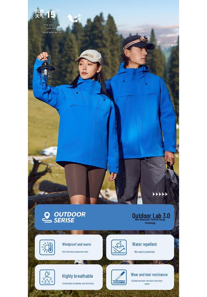 Hochwertige wasserabweisende Kapuzen-Bergsteigerjacke für Damen & Herren - Helle Farbe, Regendicht, Ideal für Business-Teams & Reisen