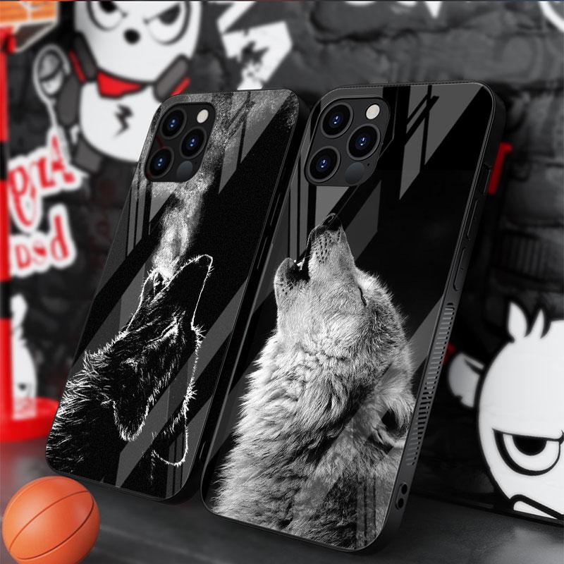 Wolf Tier Cool Tiger Glas Hülle Für Apple iPhone 13 Pro 11 14 12 7 8 Plus SE 2022 XR X XS Max 6 6S Gehärtete Handyhülle