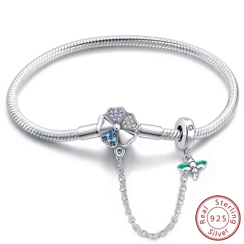 Real 925 Sterling Silver 17-20CM Butterfly Pet Ocean Starry Sky Original Bracelet Fit for Wedding Fine Jewelry DIY Making