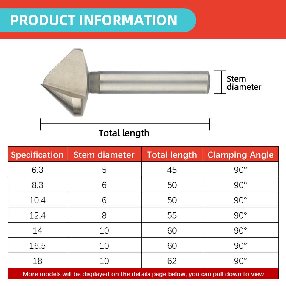 90 Degree 3/1 Flute Countersink Drill Bit Chamfering Cutter 6.3-60mm Tapered Hole Woodworking & Metalworking Machining Tooltool