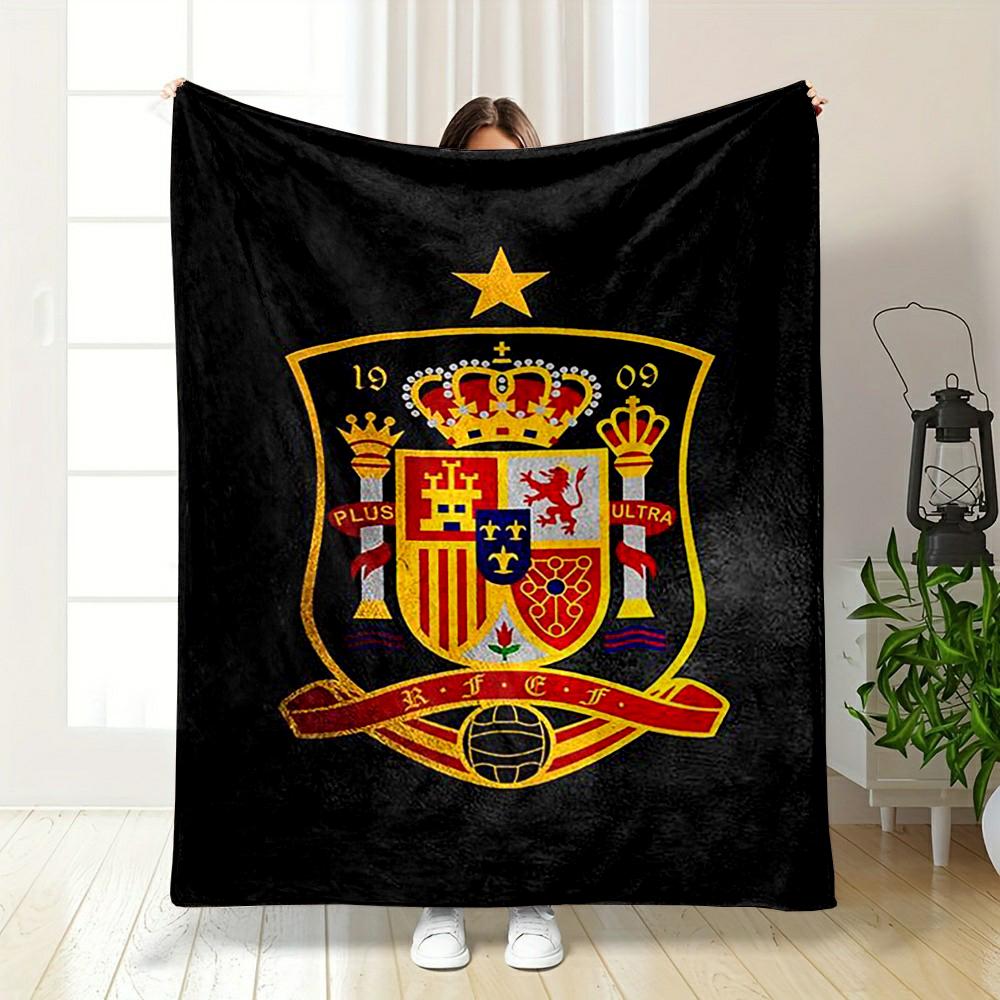 Spain National Football Team Crest Design Flannel blanket for bedroom, living room, sofa, and nap sofas.