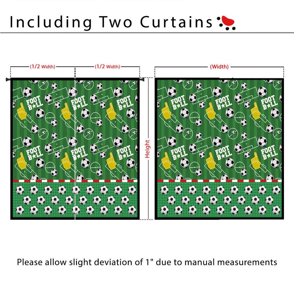 World Cup Football Pattern Blackout Curtain for Boys' Bedroom - High Heat Insulation, Custom Size Available