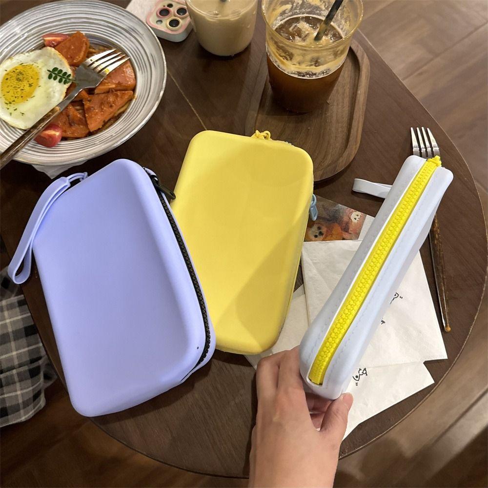 Rectangle Multifunction Storage Bag Morandi Color Small Item Bag Silicone Cosmetic Bag Women