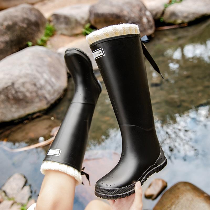 Fashion Tall Women's Rain Shoes Warm Fishing Work Rain Boots New Four Seasons Outdoor Rubber Shoes Water Boots
