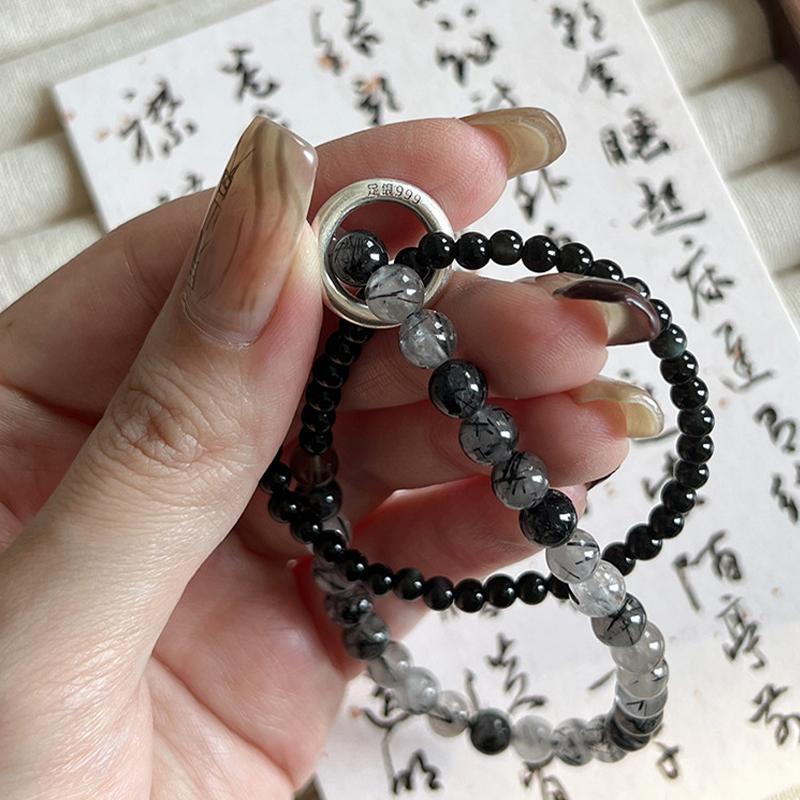 New Chinese Style Double-Layer Peace Lock Bead Bracelet High Value Couple Bracelet