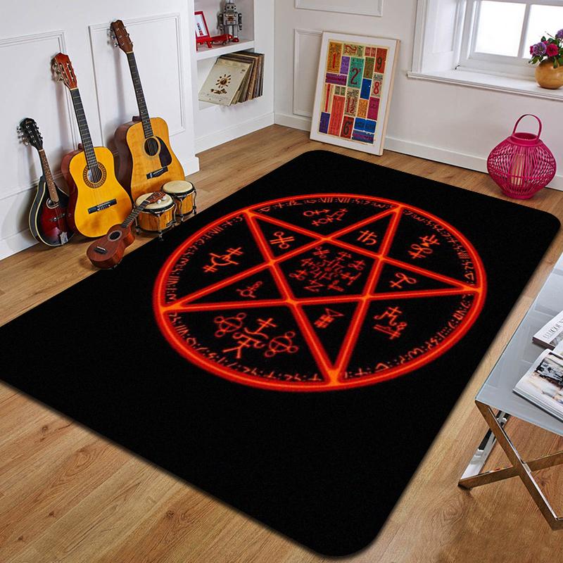 P-Pentagram Printed Carpet Fashion Yoga Mat Non-Slip Carpet Bedroom Decoration Outdoor Carpet Bedroom Birthday Gift