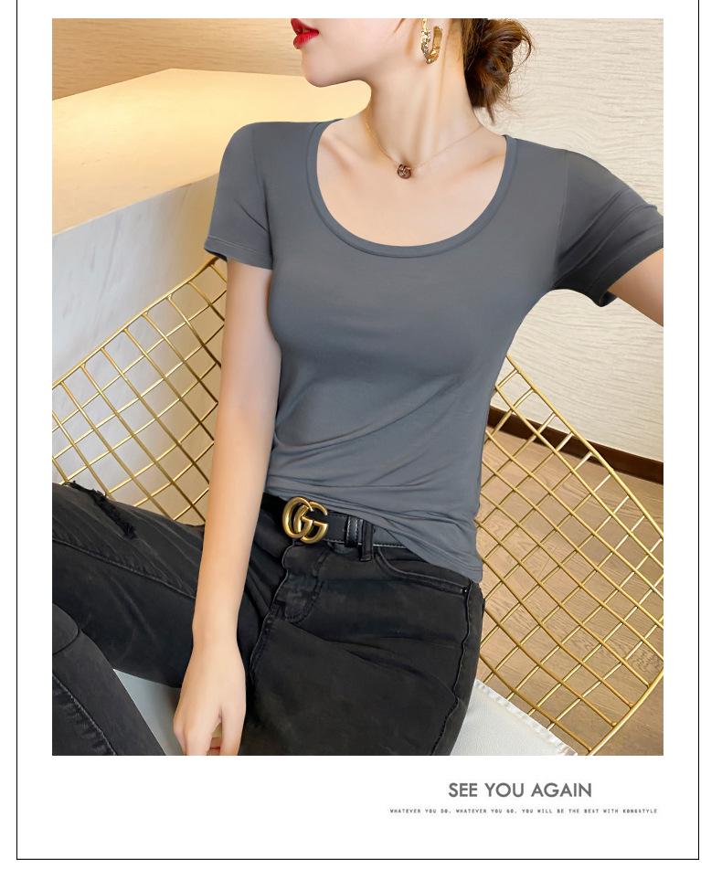 Women's Summer Modal Slim Fit Plus Size Black Short Sleeve T-Shirt