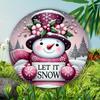 Aluminum Snowman Foil Engraving Round Sign Home Decor Holiday Wall Art Gift