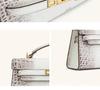 JWPEI Women's Crocodile Pattern Kelly Handbag, Crossbody or Single Shoulder Small Square Bag