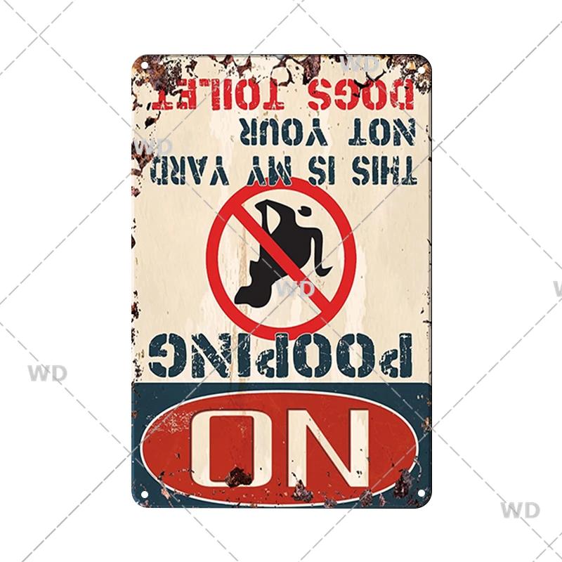 Retro Vintage Beware Of Dog Warning Vintage Tin Signs Caution Metal Plate Metal Poster Plaque For Club Home Pub Bar Wall Decor