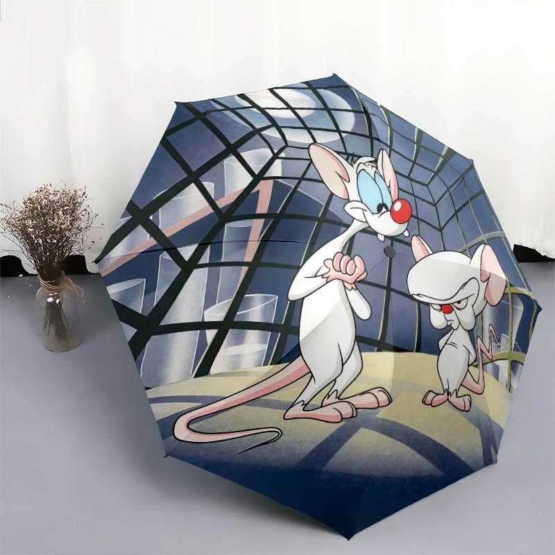 Pinky and the Brainpattern, automatic folding umbrella, portable and foldable design, 8 ribs, a Christmas or birthday gift.
