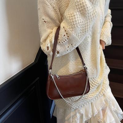 Retro Trend Underarm Bag Women 2025 Summer New Solid Color Versatile Chain Shoulder Messenger Bag Commuter Dumpling Bag