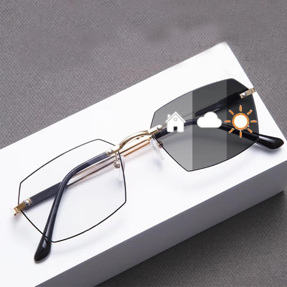 Men Photochromic Anti Blue Light Glasses Slim Frame  Eye Protection Ultra Light Eyeglasses Transparent Computer Goggles