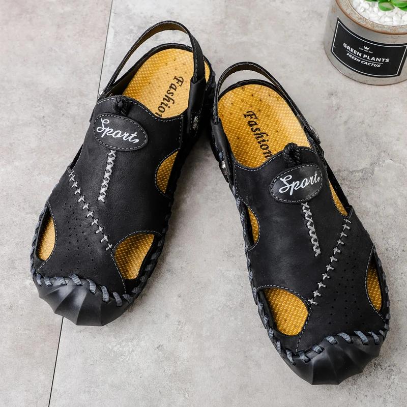 Fashion Summer Men's Sandals New Leather Roman Sandals Comfort Slipper Outdoor Shoes for Men Beach Flip Flops Men Water Trekking Sandals