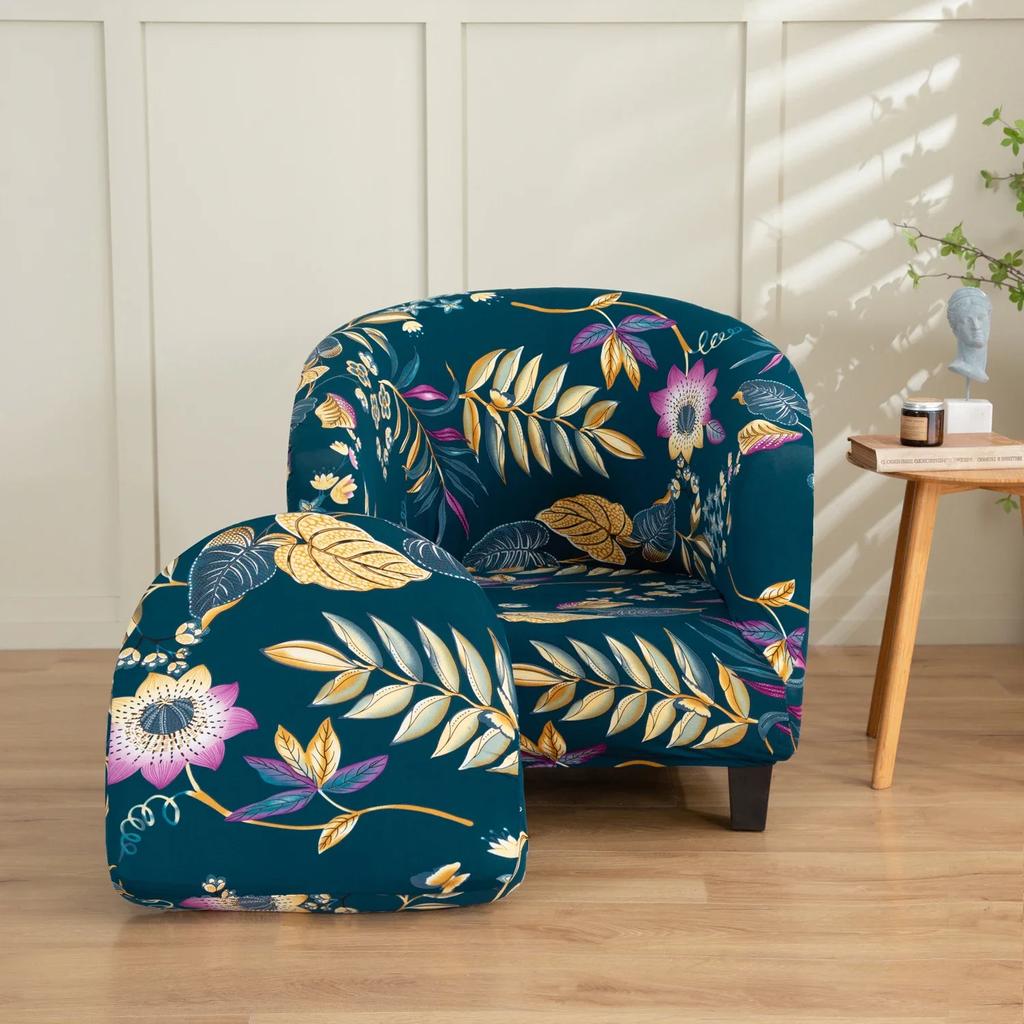 LANMOLIFE Elastic All Inclusive Single Half Round Armchair Sofa Cover Removable Couch Cover for Club Counter