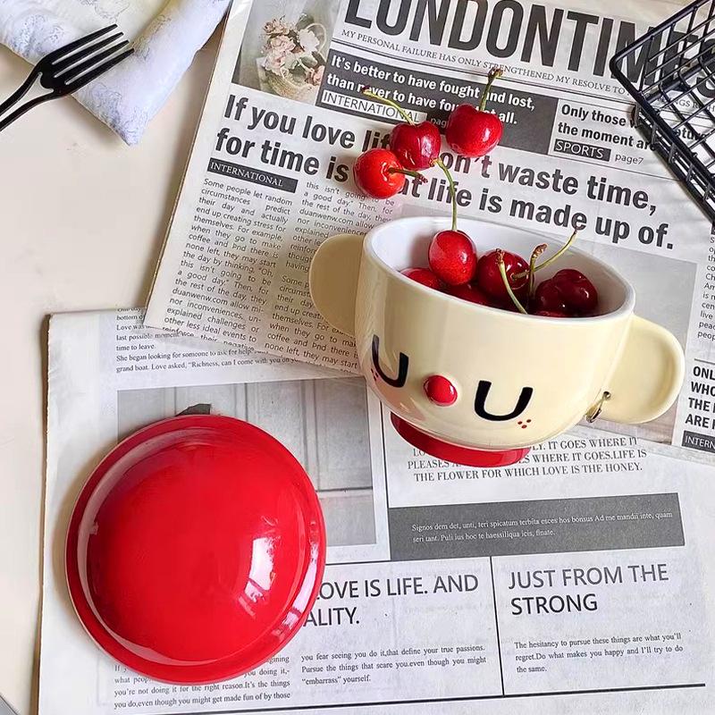 Breakfast Bowl Earring Cup Birthday Gift Yogurt Cup Girl Sends Best Friend Ceramic Water Cup Mug