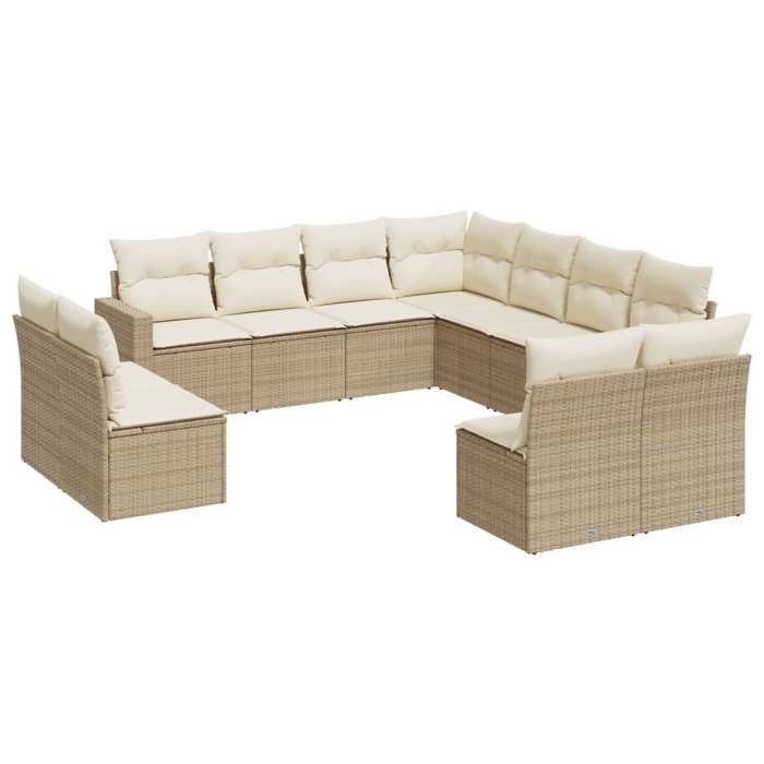 VidaXL Salon de jardin 11 pcs avec coussins beige résine tressée 3219118
