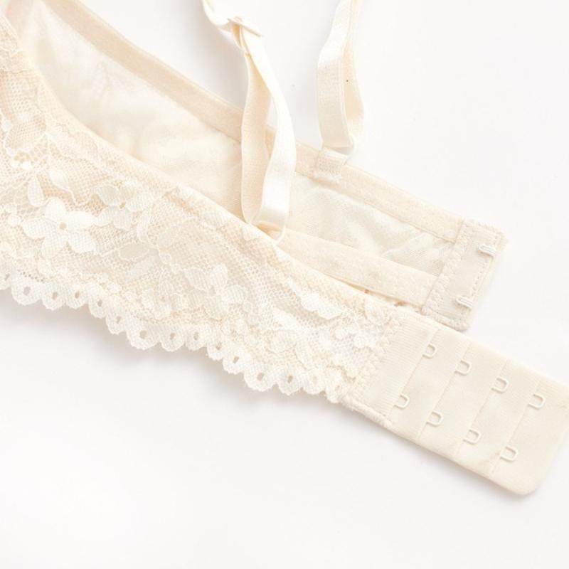 New Women Lace Flowers Embroidery Lingerie Set Sexy Hollow Thin Cup Push Up Bra Summer Comfort Underwear Adjustable Strap Bras