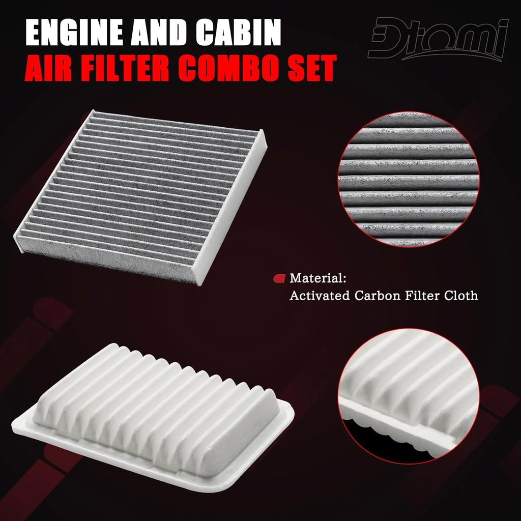 Engine And Cabin Air Filter Combo Set Compatible With Toyota Scion Pontiac Vehicle Corolla 2009- Matrix 2009-2014 Yaris 2006-2018, XD 2008-2014, Vibe