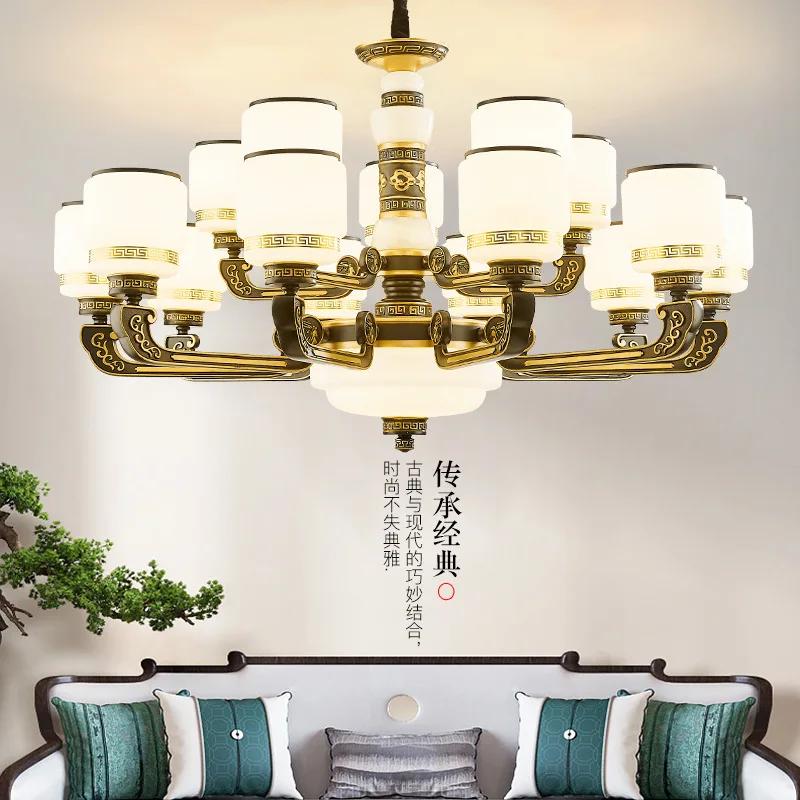 Chinese Style Duplex Building Chandelier European Style Crystal Lamp Jade Hotel Dayang Project Tiaokong Villa Pendent Lights