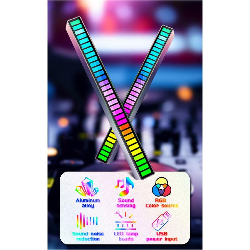 Rechargeable Car Sound Control Rgb Light Decoration Music Rhythm Ambient Lamp X1