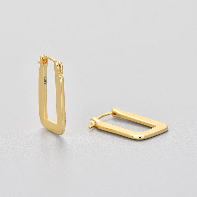 925 Sterling Silver Earrings For Women Trendy Gold Color Geometric Earring Jewelry Prevent Allergy Party Accessories Gift